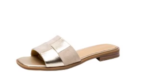 Gold Panel Slide Sandals