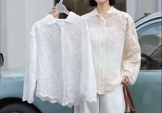 Embroidered Linen Blend Shirt