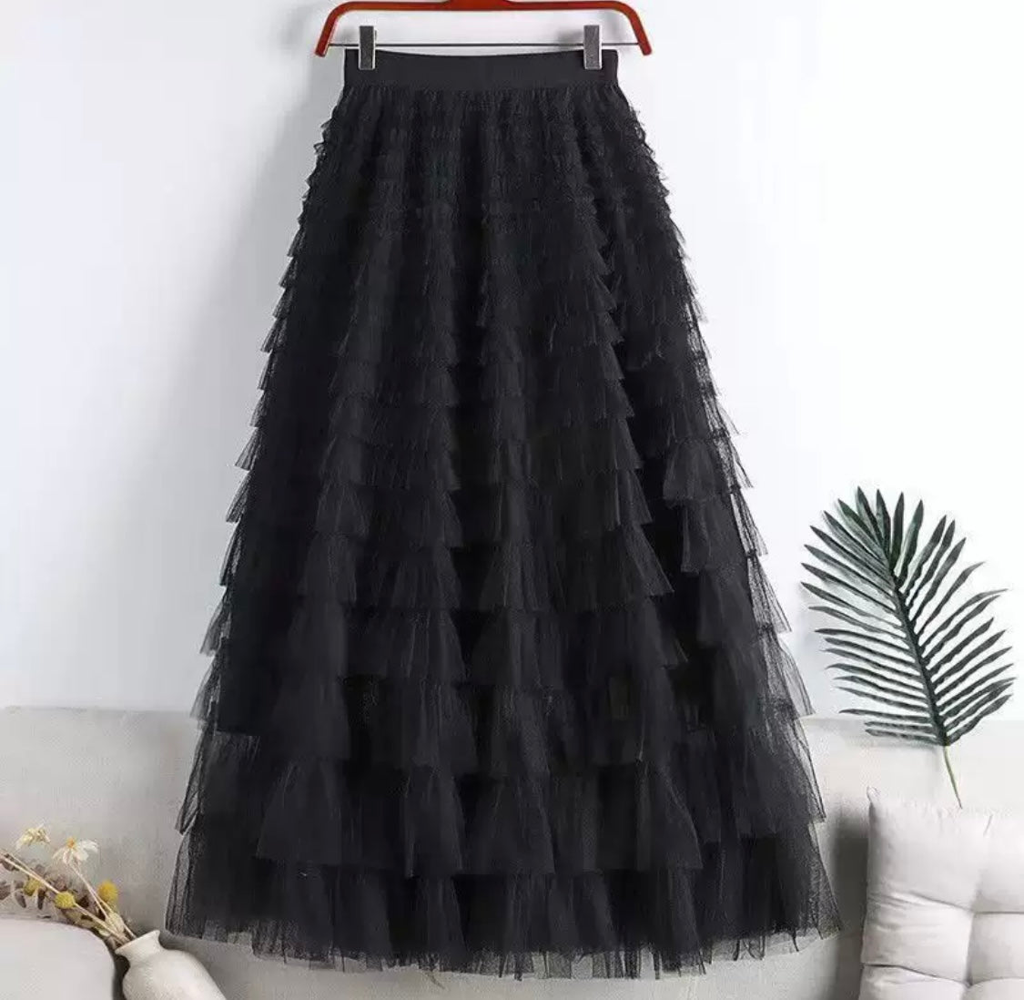 Layered Tulle Midi Skirt