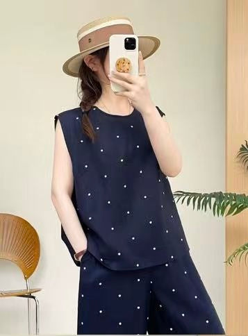 Linen Polka Dot Two-Piece Set