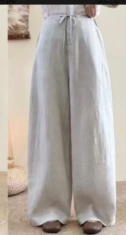 Soft Linen Wide Leg Trousers