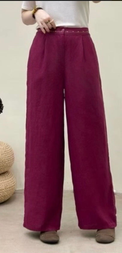 Linen Wide Leg Trousers – Relaxed Fit