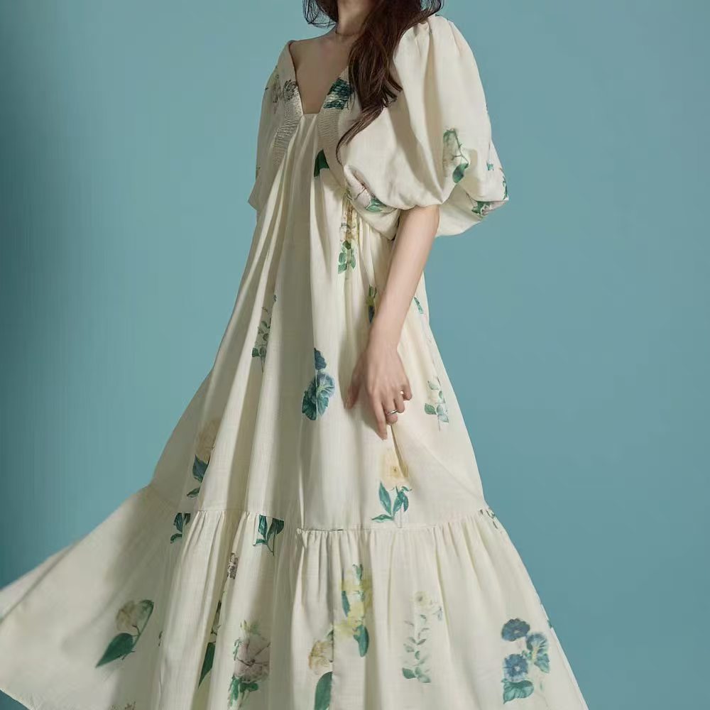 Soft Botanical Midi Dress