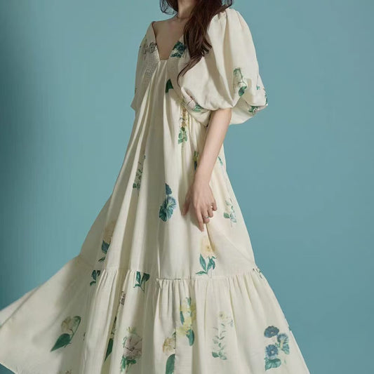 Soft Botanical Midi Dress
