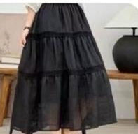 Linen Blend Tiered Skirt