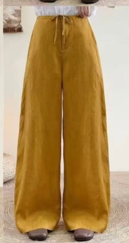 Soft Linen Wide Leg Trousers