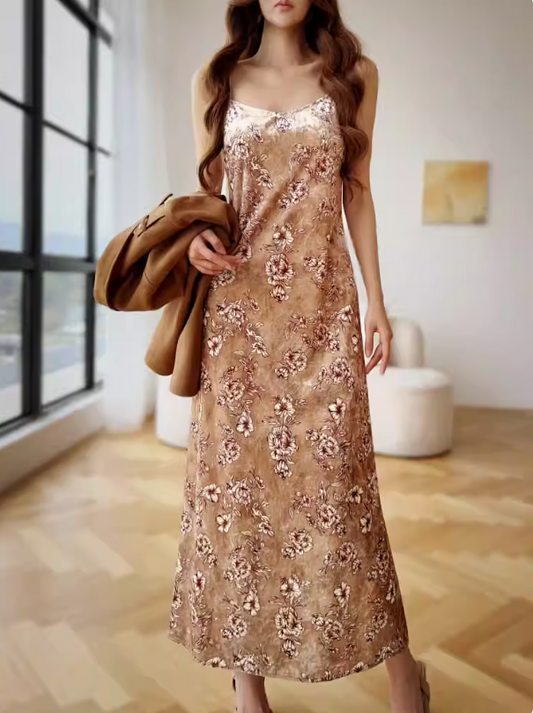 Golden Blossom Slip Dress