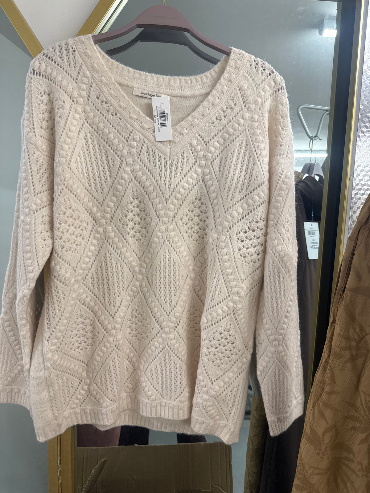 Diamond Pointelle V-Neck Jumper