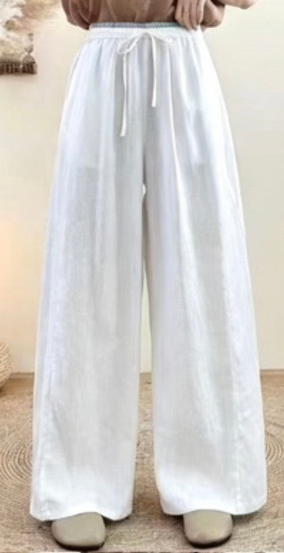 Lightweight Linen Wide Leg Trousers