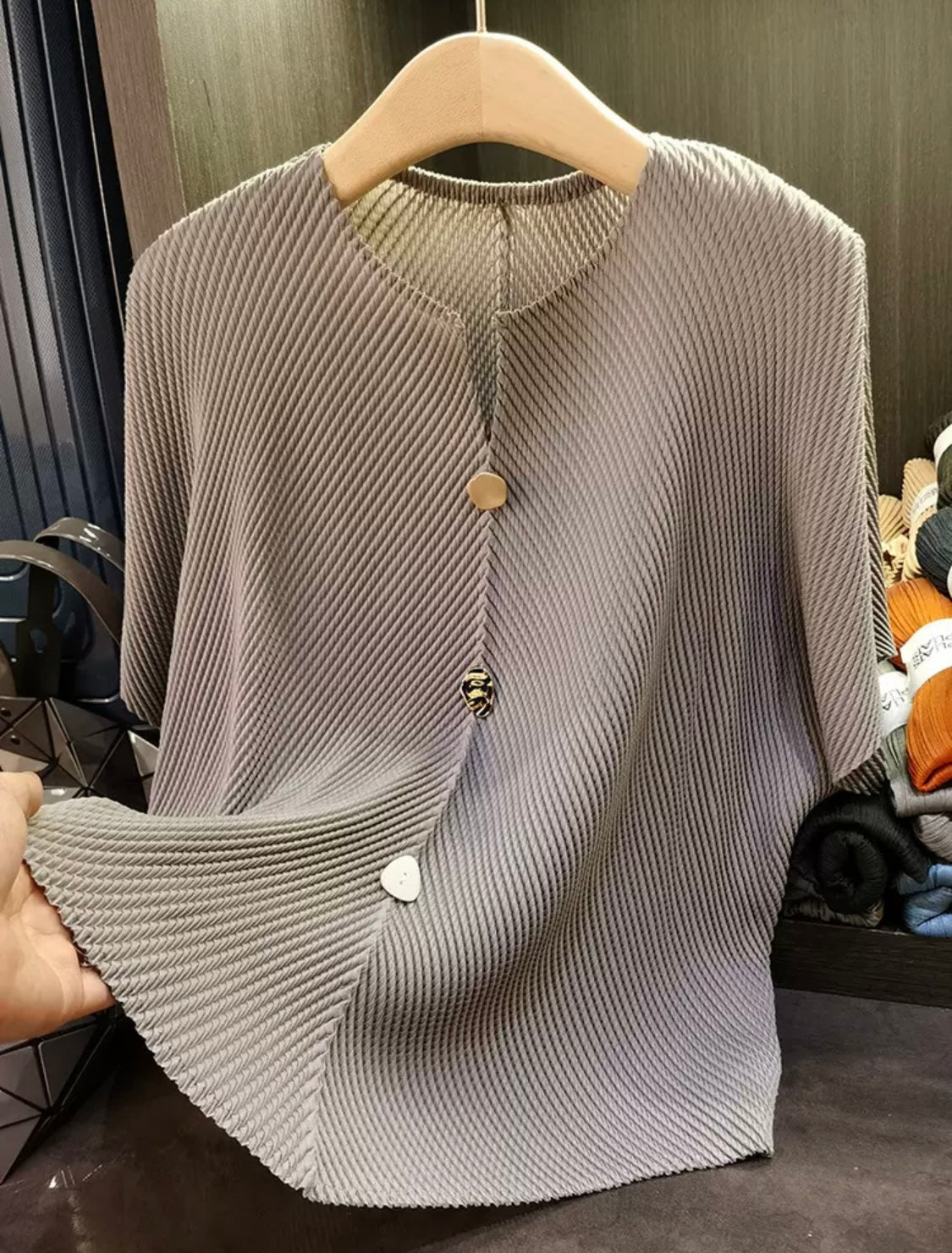 Pleated Short Sleeve Top