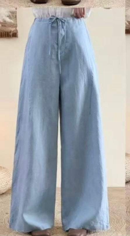 Soft Linen Wide Leg Trousers