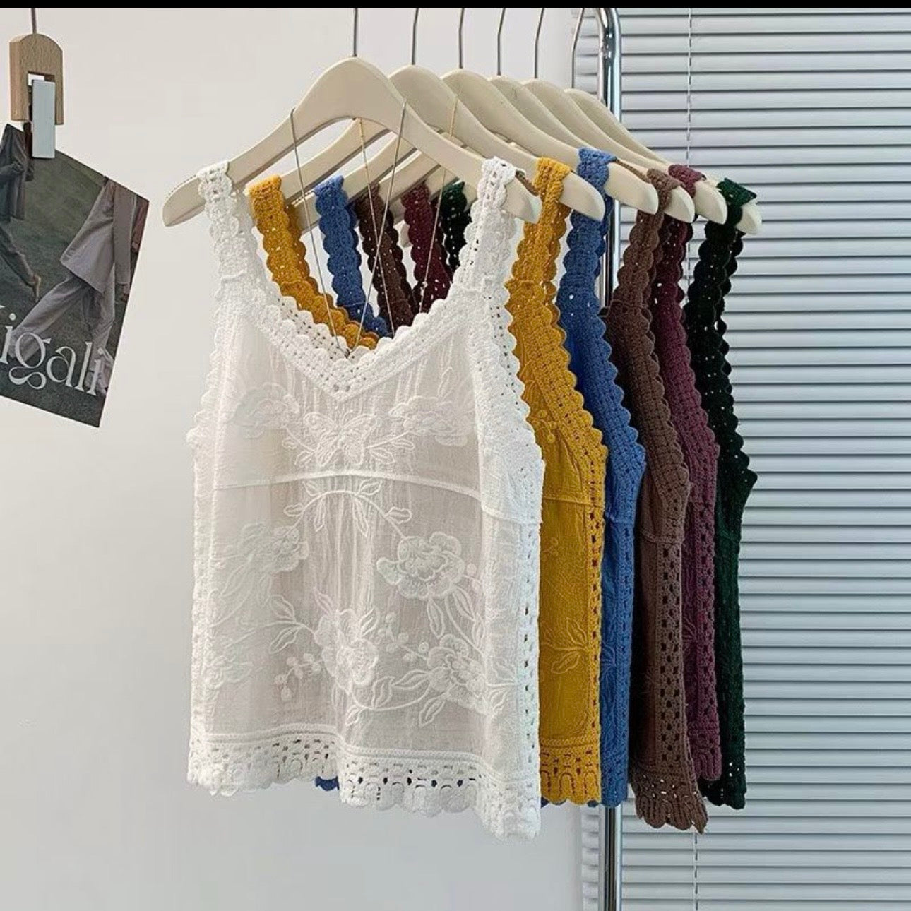 Embroidered Crochet Strap Cami