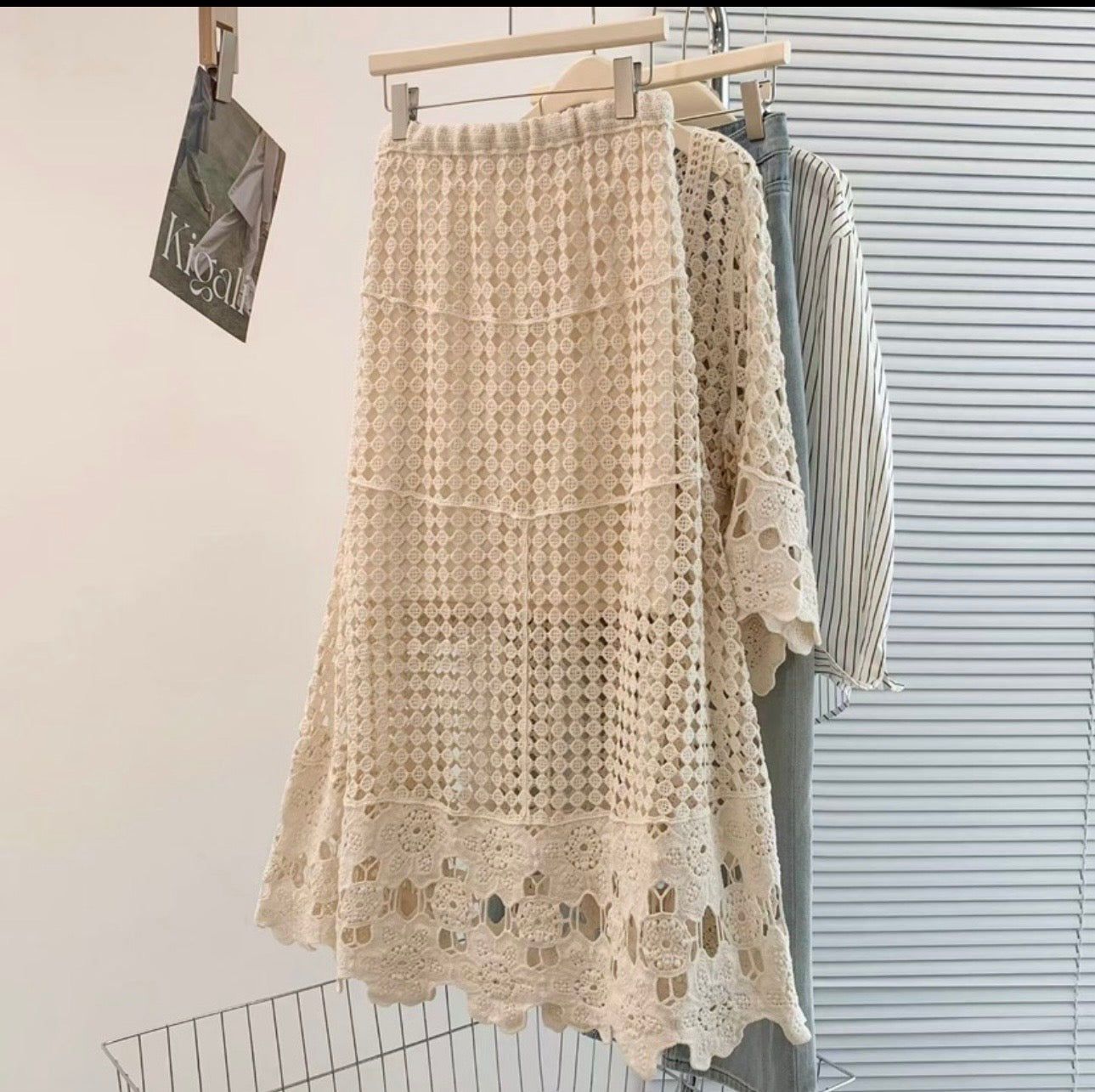 Crochet Lace Midi Skirt