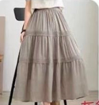 Linen Blend Tiered Skirt