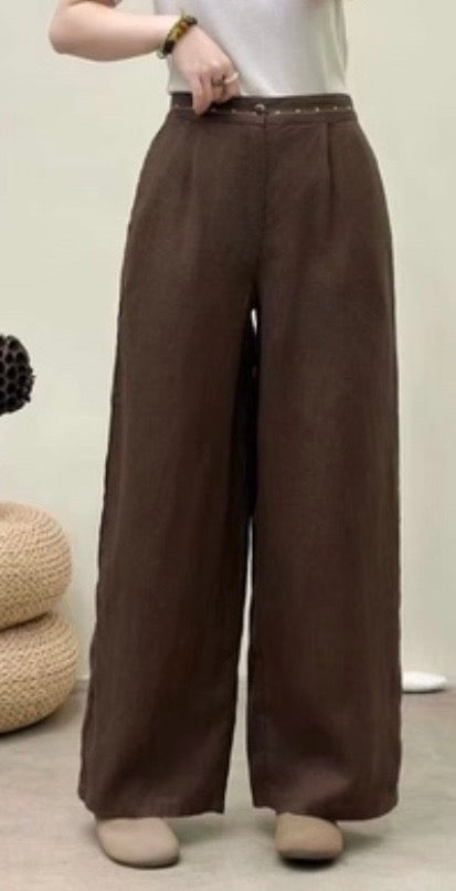 Linen Wide Leg Trousers – Relaxed Fit