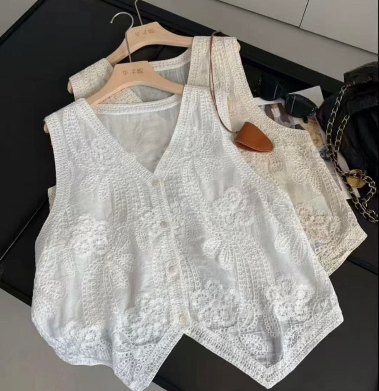 Embroidered Cotton Waistcoat Top