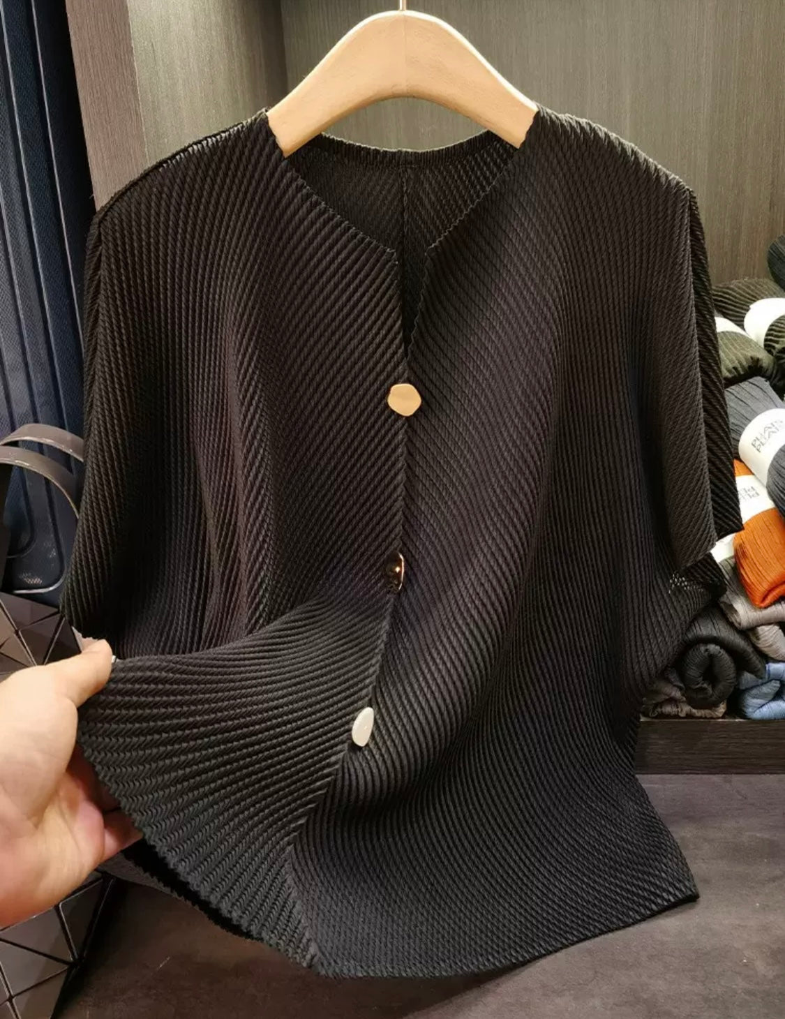 Pleated Short Sleeve Top