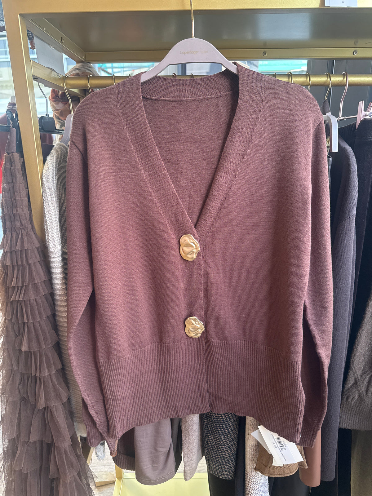 Gold Flower Button Knitted Cardigan