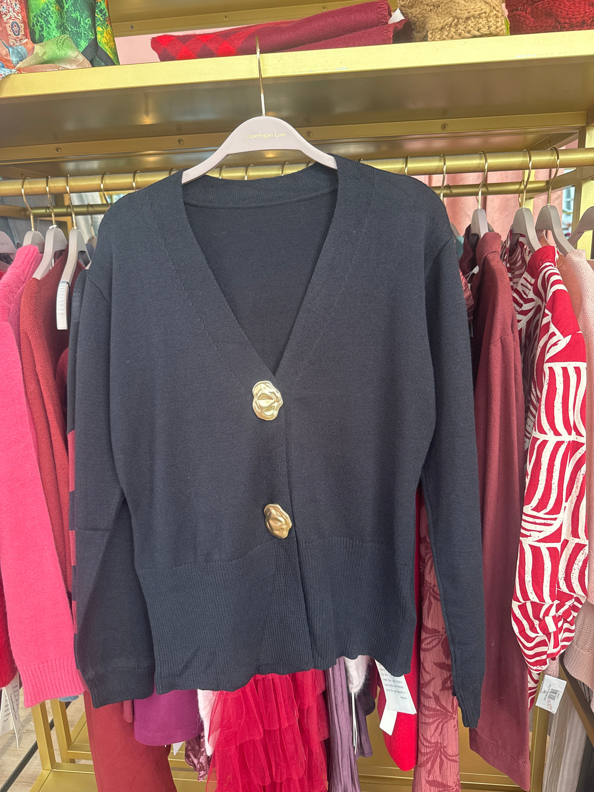 Gold Flower Button Knitted Cardigan