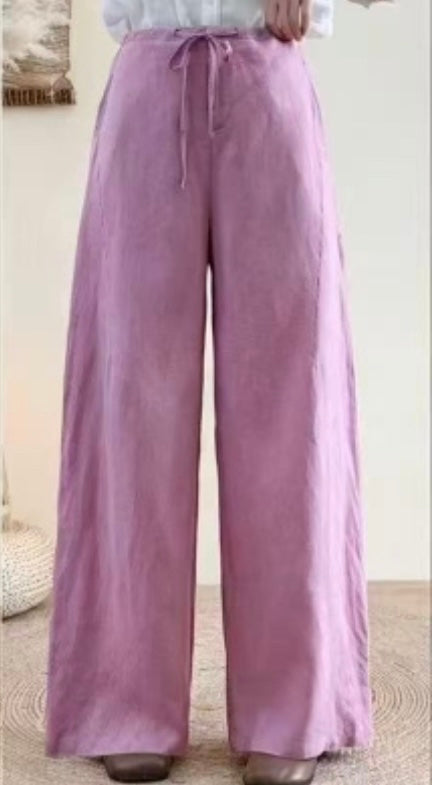 Soft Linen Wide Leg Trousers