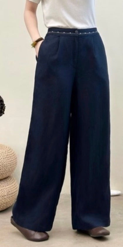 Linen Wide Leg Trousers – Relaxed Fit