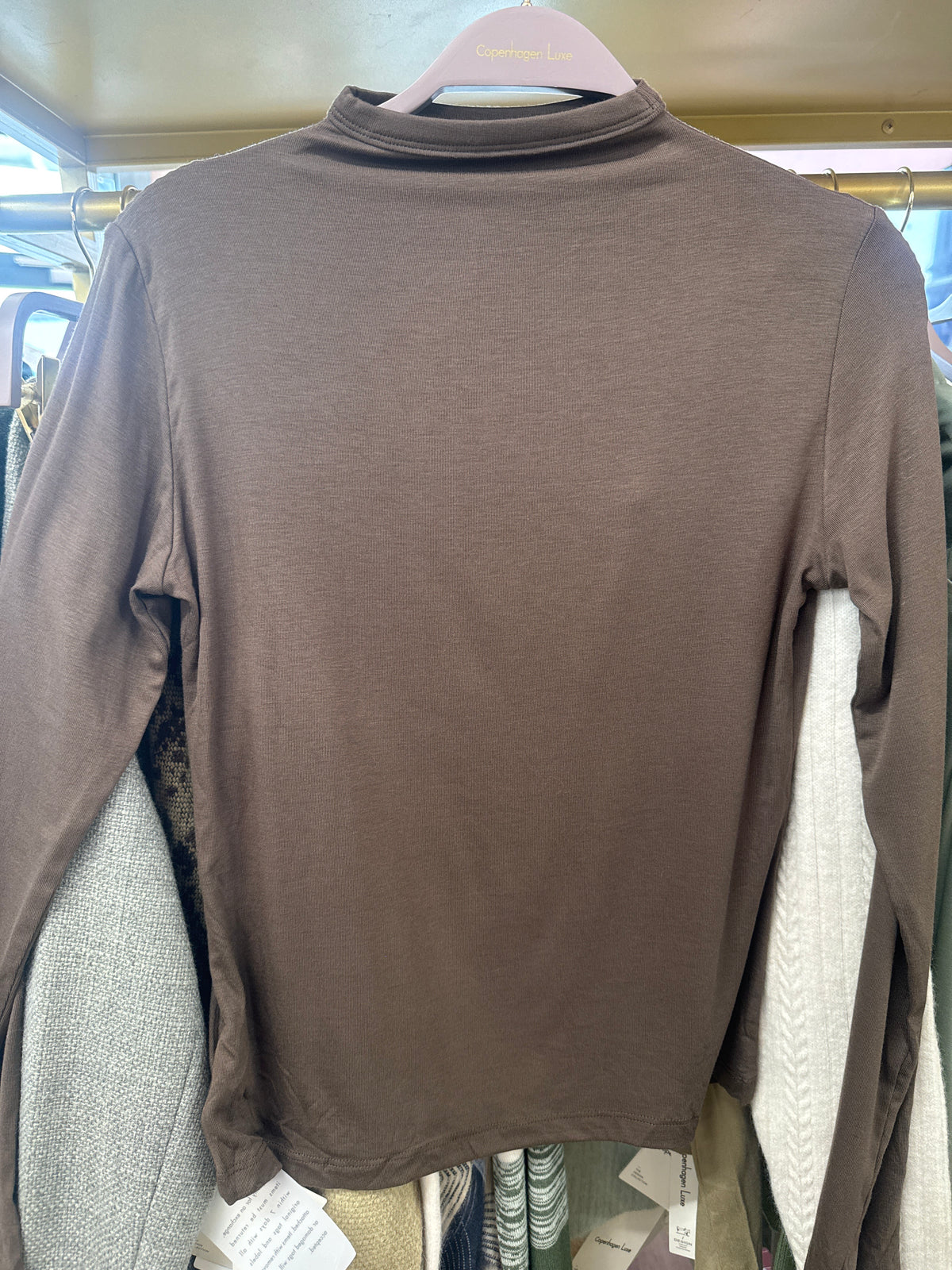 Soft Cotton Stretch Mock Neck Long Sleeve Top