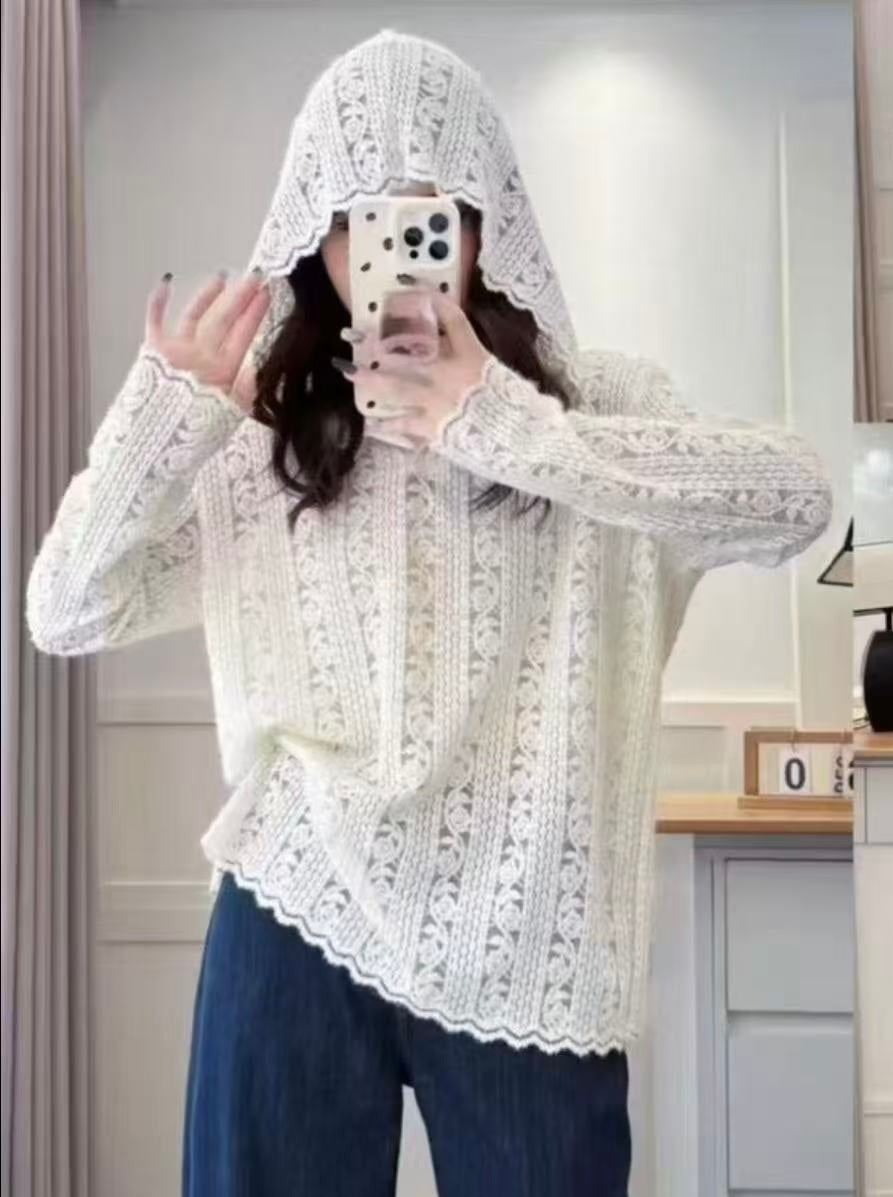 Lightweight Crochet Hoodie Knit