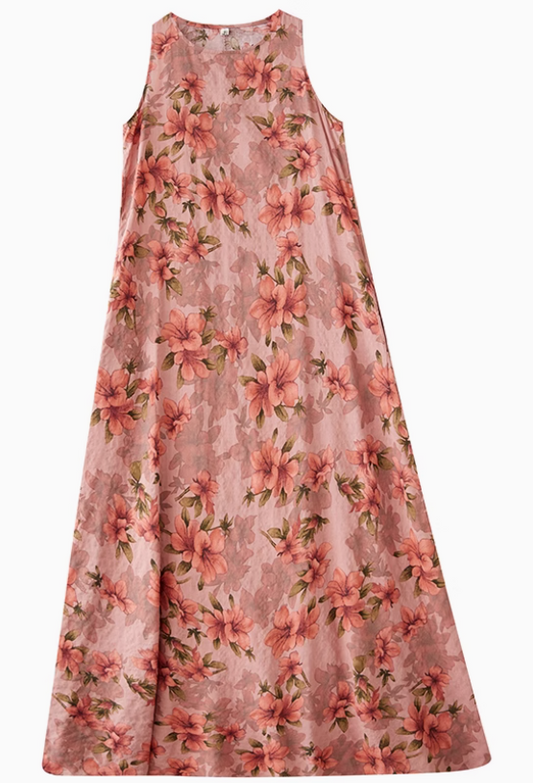 Dusty Rose Floral A-Line Dress