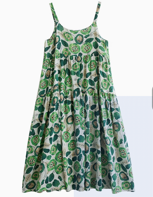 Green Lotus Tiered Sundress