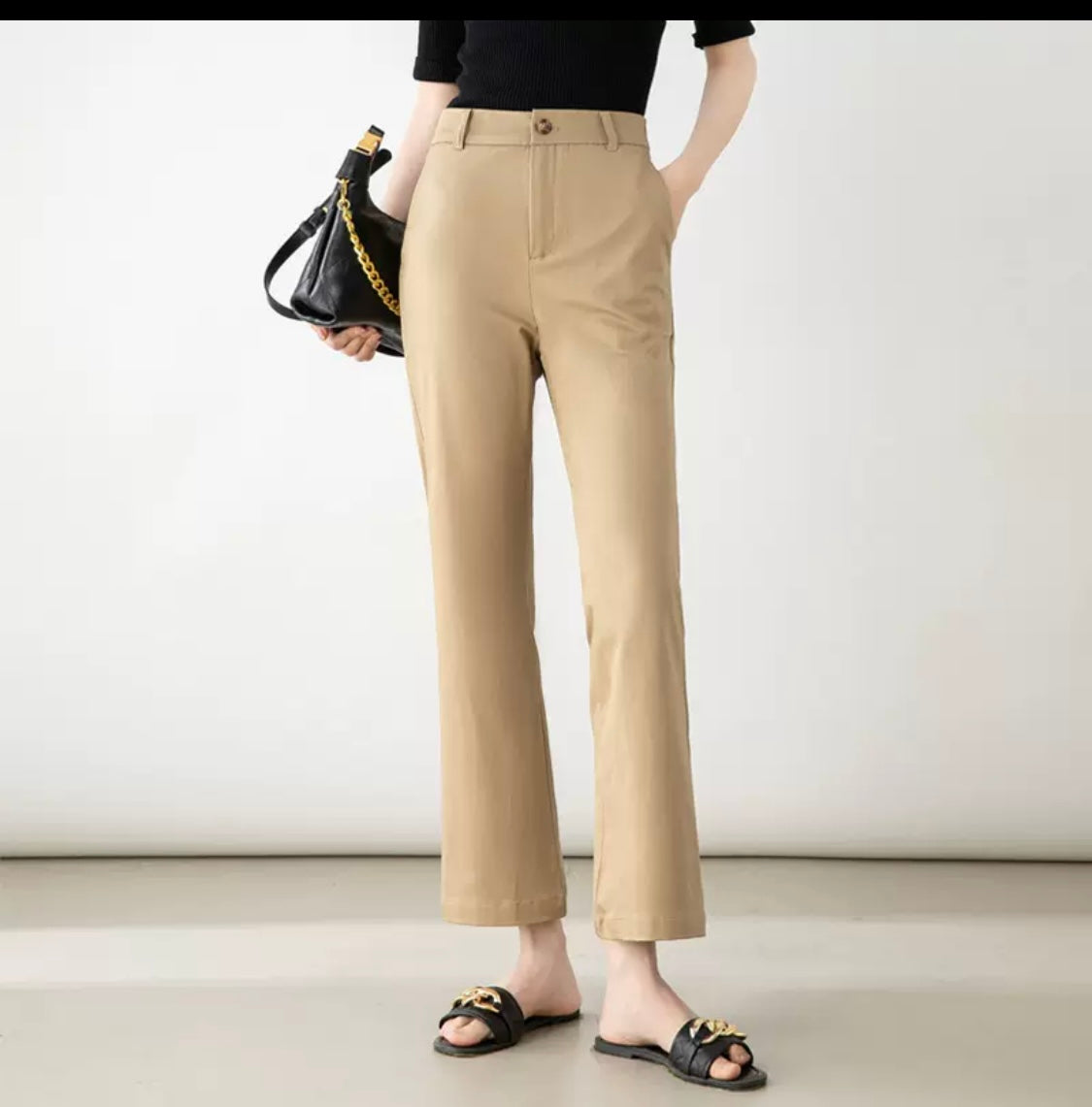Straight Fit Cropped Trousers