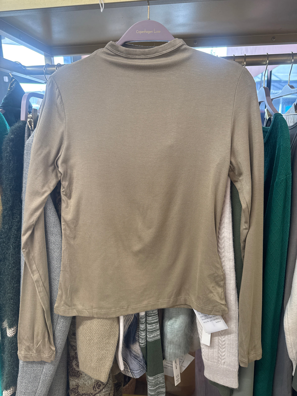 Soft Cotton Stretch Mock Neck Long Sleeve Top