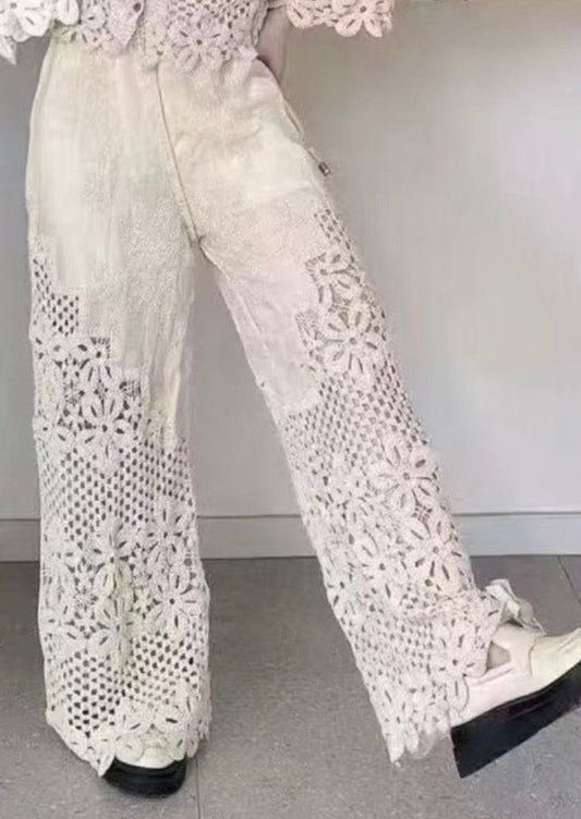 Boho Crochet Wide Leg Trousers
