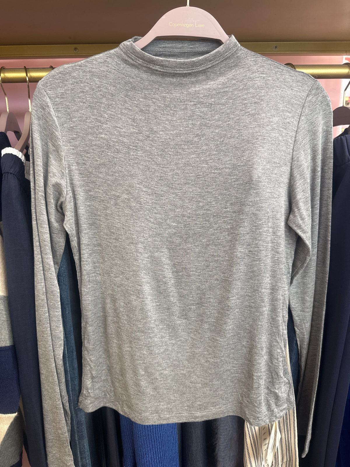 Soft Cotton Stretch Mock Neck Long Sleeve Top