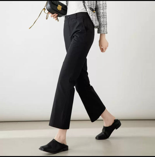 Straight Fit Cropped Trousers
