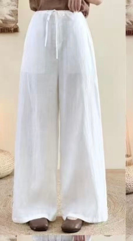 Soft Linen Wide Leg Trousers