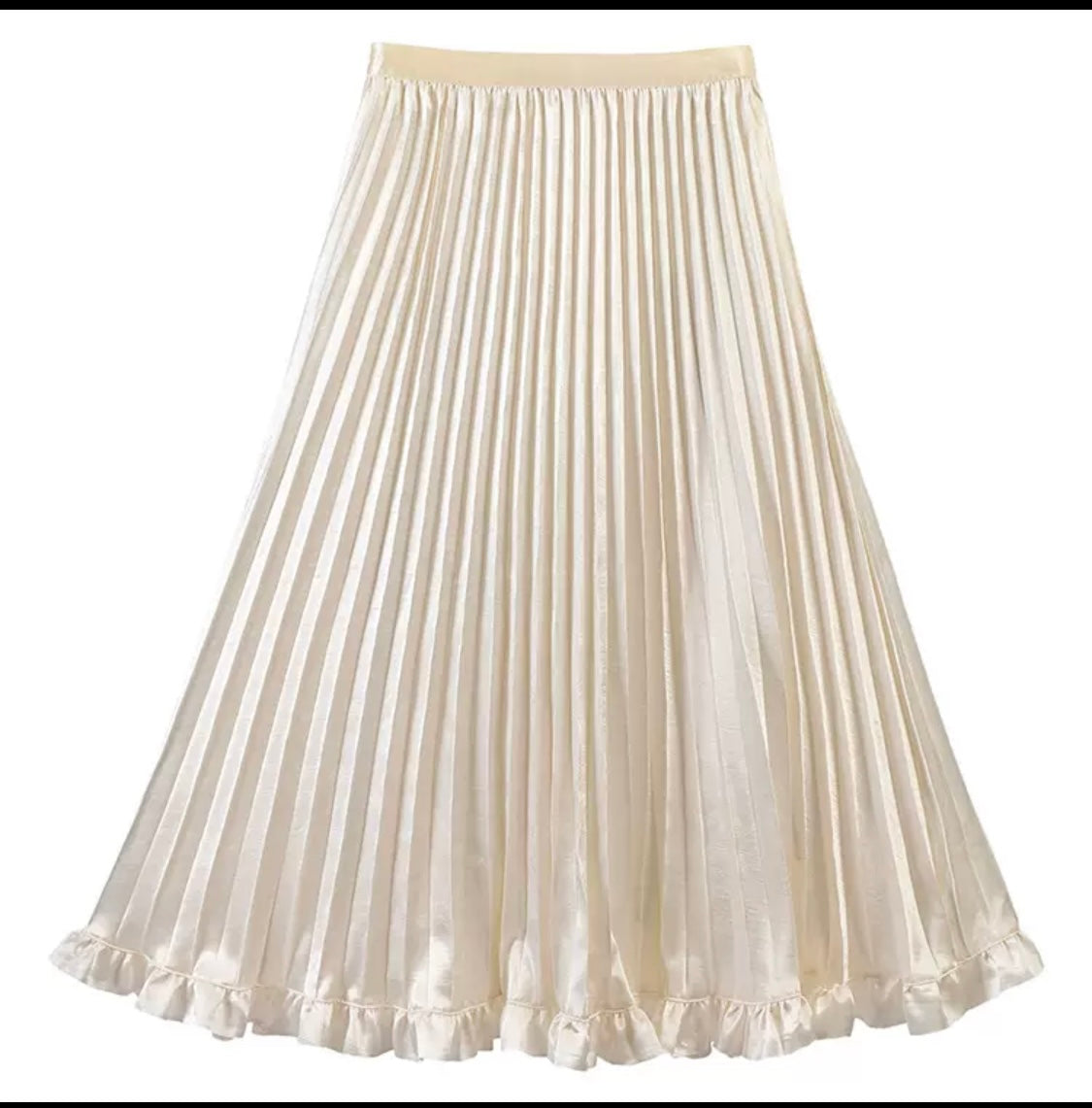 Pleated Satin Midi Skirt