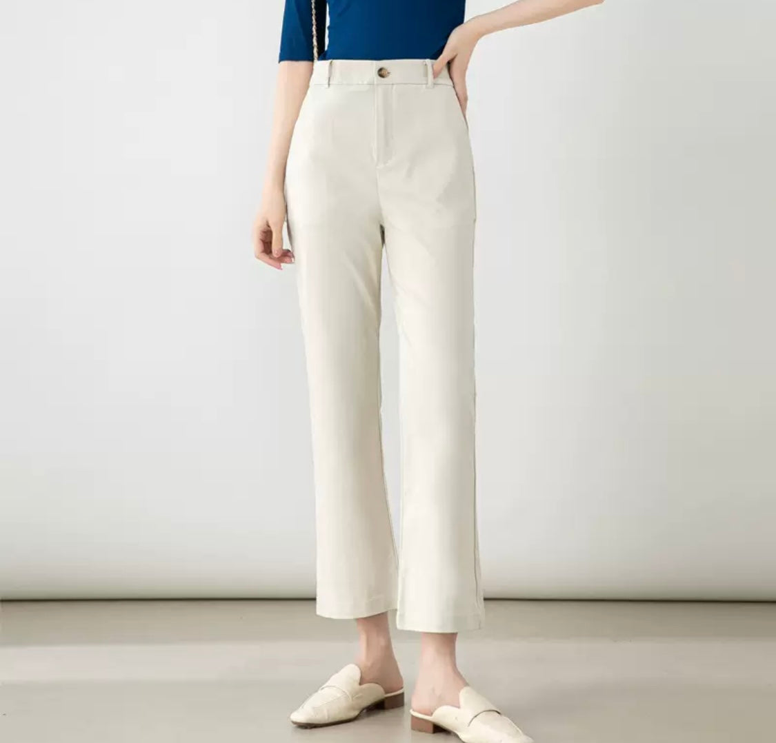 Straight Fit Cropped Trousers
