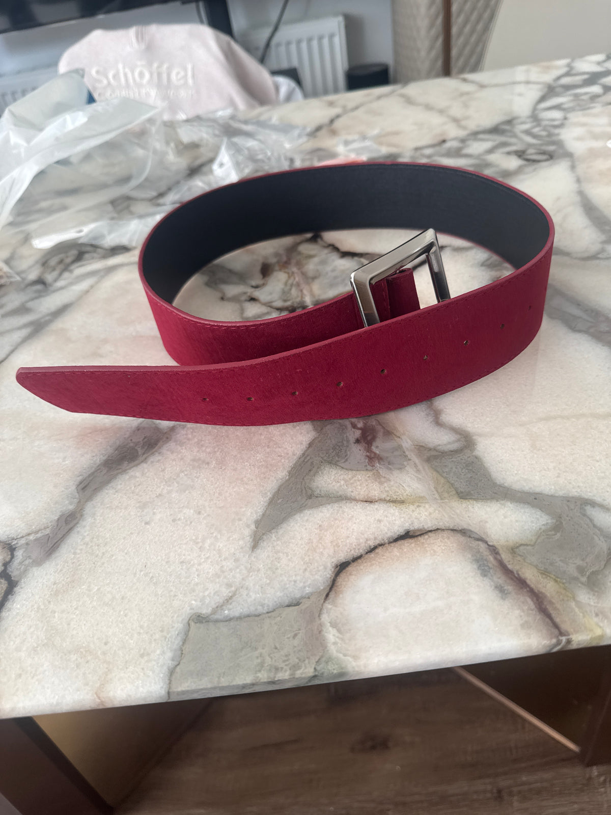 Women’s Suede Leather Belt with Rectangular Buckle