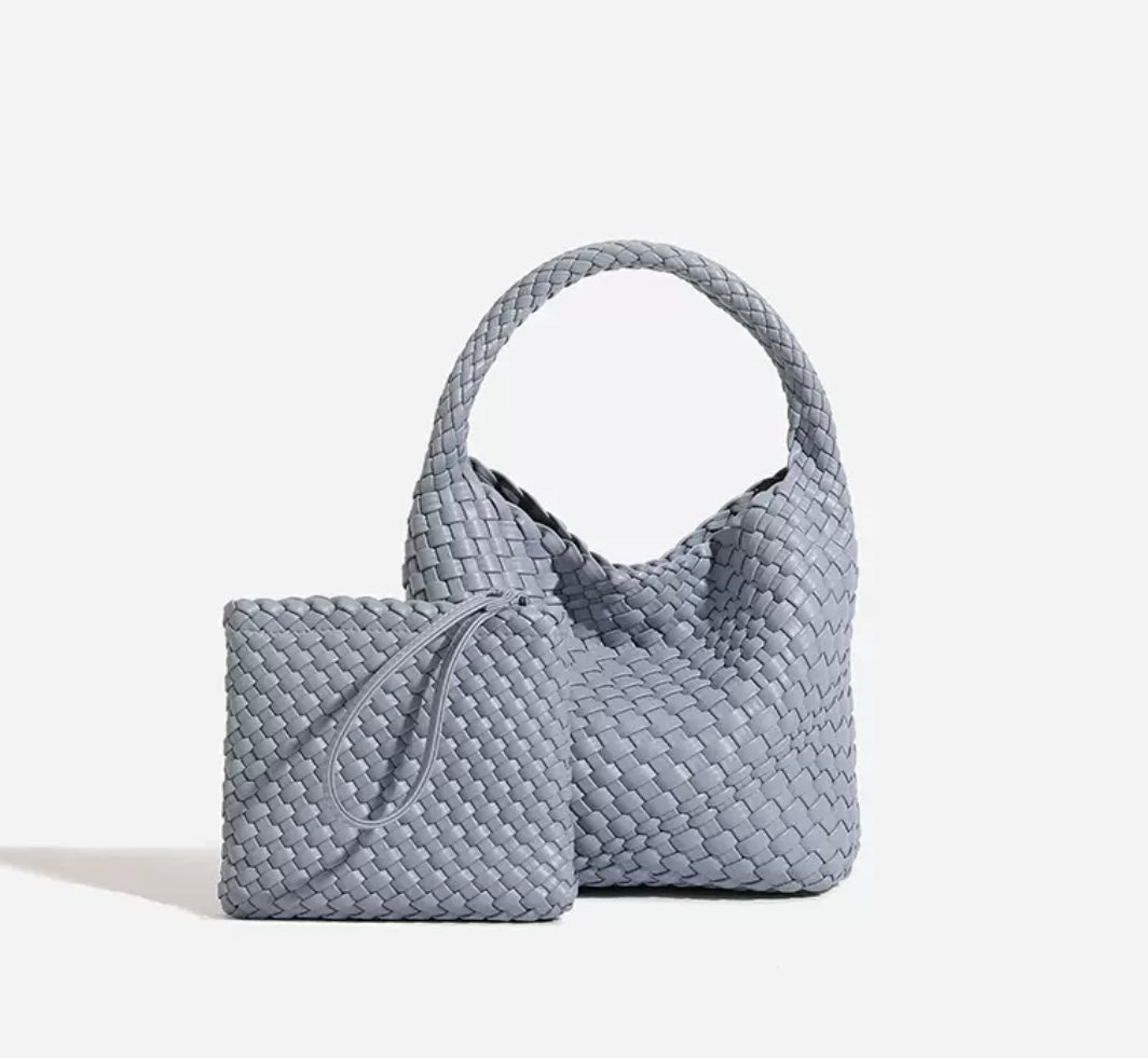 Woven Handbag Set with Pouch