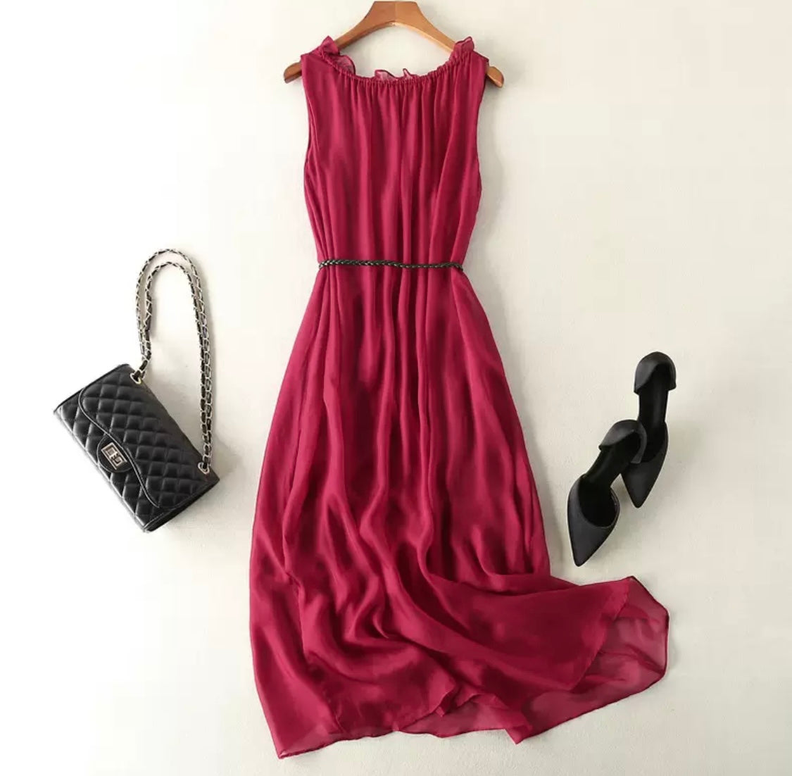 Flowing Sleeveless Silk Dress