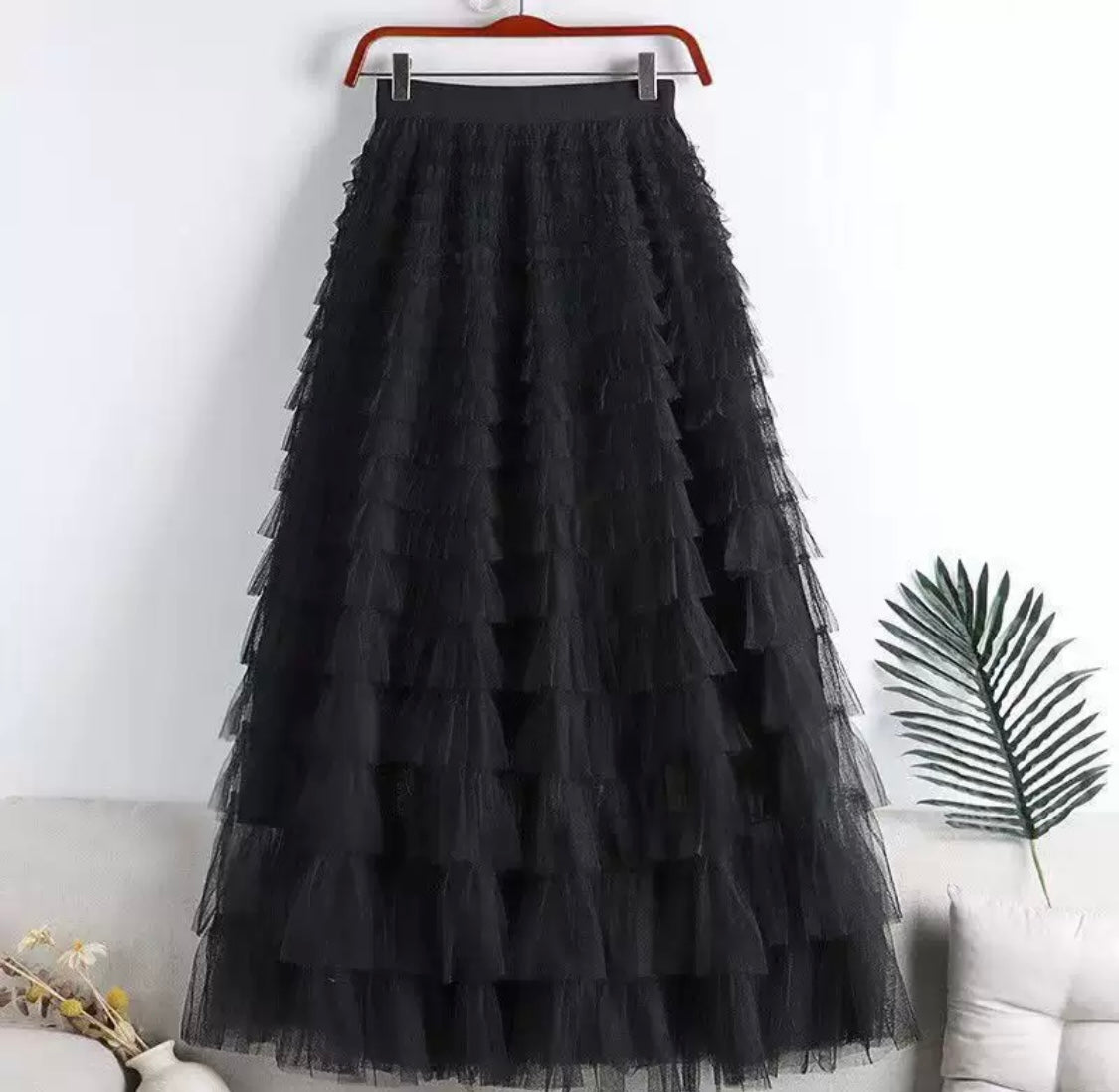 Layered Tulle Midi Skirt