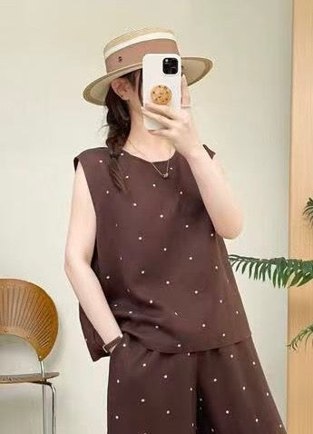 Linen Polka Dot Two-Piece Set