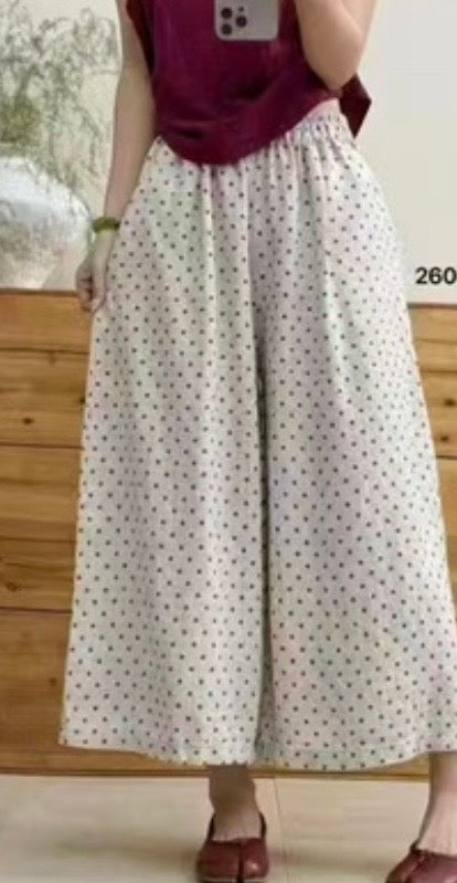 Linen Polka Dot Culottes