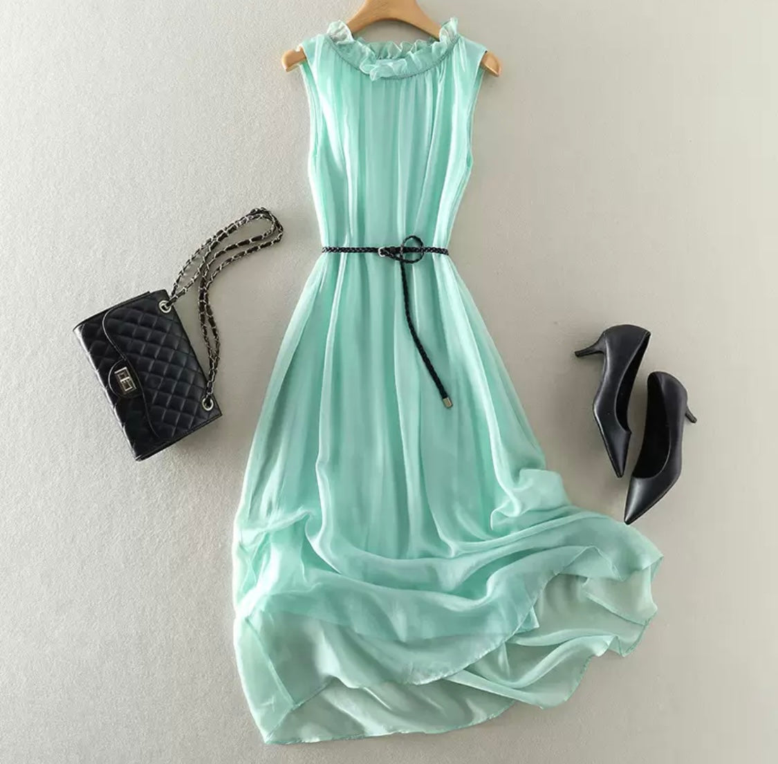 Flowing Sleeveless Silk Dress