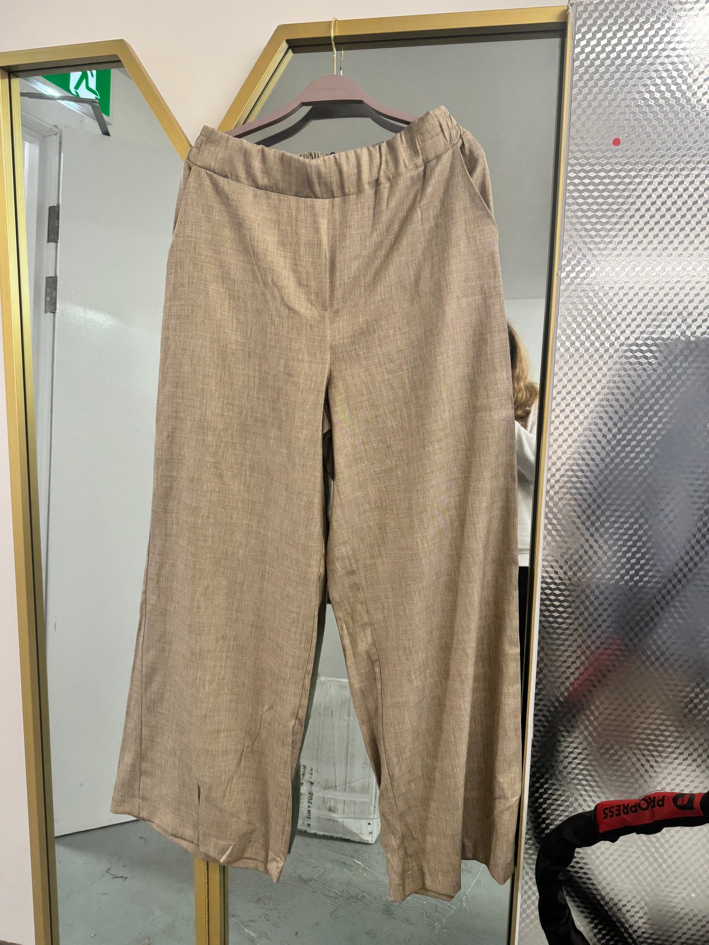 Linen Blend Wide Leg Trousers