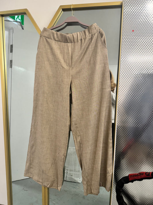 Linen Blend Wide Leg Trousers