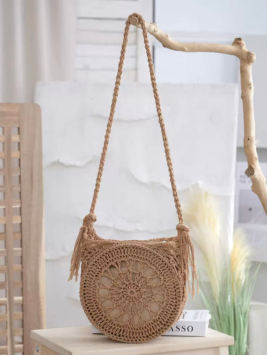 Round Crochet Crossbody Bag – Boho Style