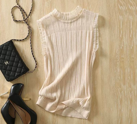 Ribbed High-Neck Knit Top