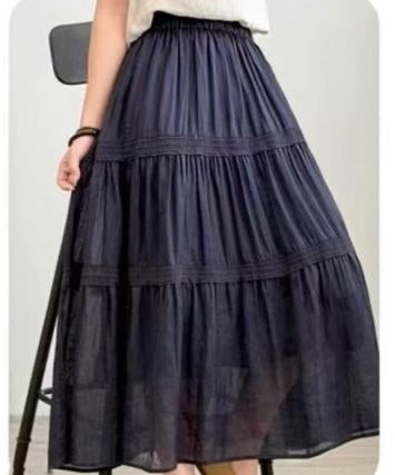 Linen Blend Tiered Skirt