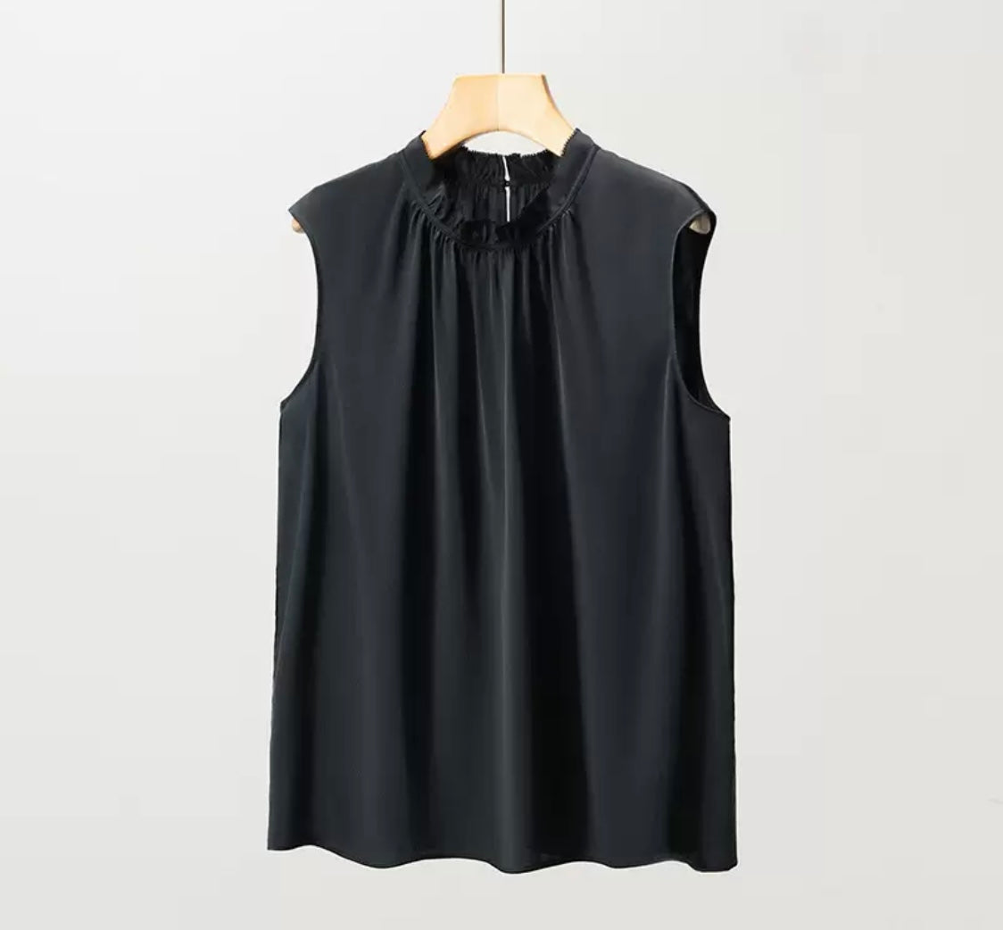 Mulberry silk blend Soft Draped Sleeveless Top